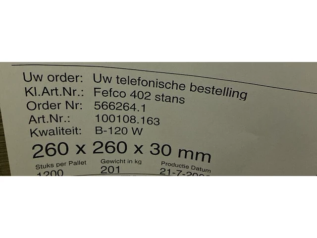 Pallet ca. 1200 stansdoos, wit, 260x260x30mm - afbeelding 3 van  4