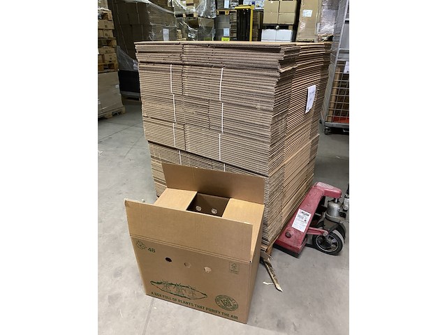 Pallet ca.100 verzenddozen 59x39x18cm dubbelgolf, bruin - afbeelding 1 van  3