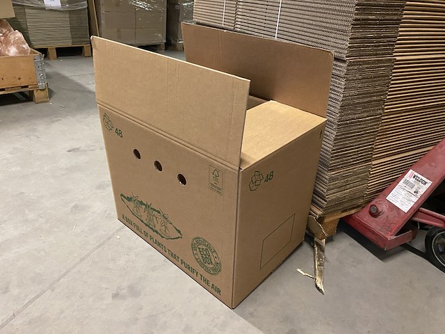 Pallet ca.100 verzenddozen 59x39x18cm dubbelgolf, bruin - afbeelding 2 van  3