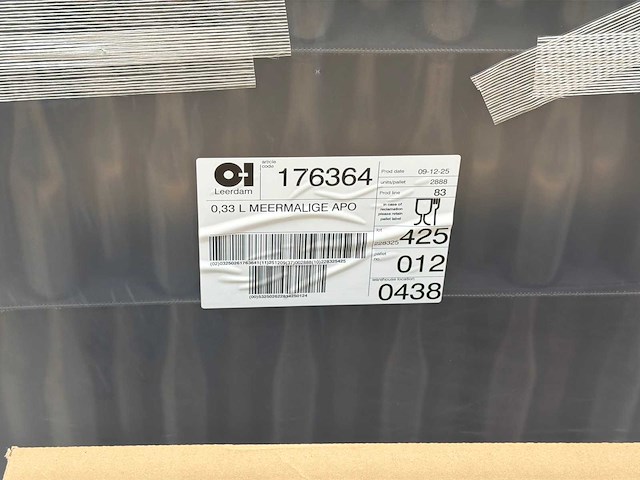 Pallet leerdam 0,33l meermalige apo glazen flessen – ca. 2888 stuks - afbeelding 2 van  3