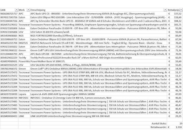 Pallet noodstroomvoorzieningen - retourgoederen - 29 items - afbeelding 5 van  6