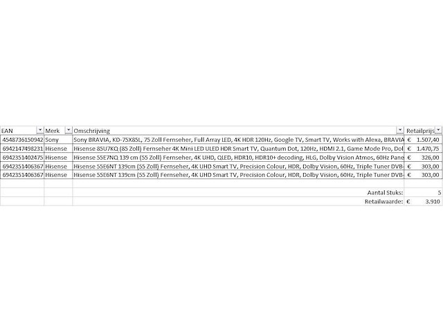 Pallet retourgoederen - televisies (5x) - afbeelding 7 van  8
