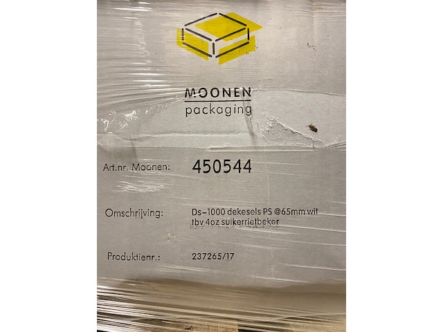 Pallet vol dozen a 1000 deksels t.b.v. koffiebekers - afbeelding 3 van  4