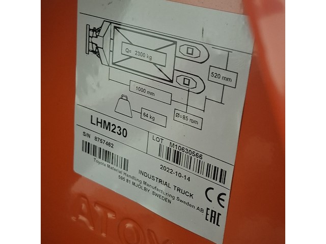 Palletwagen, bt-lifter, lhm230, 2022 - afbeelding 4 van  7