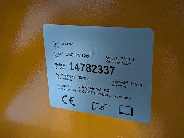 Palletwagen jungheinrich, am30, bouwjaar 2014 - afbeelding 7 van  8