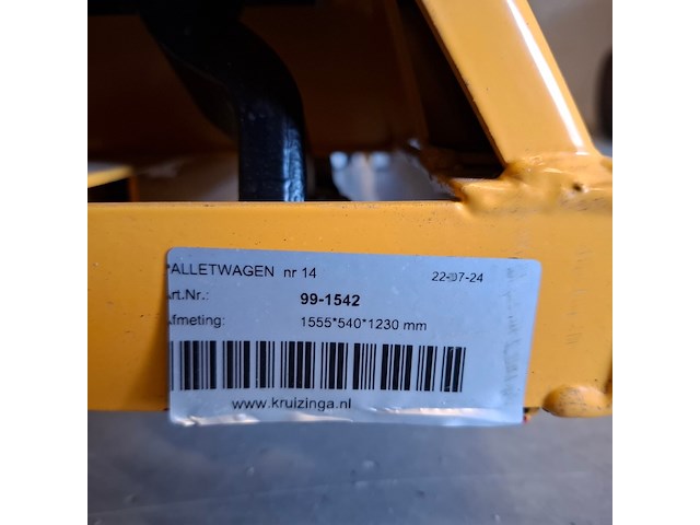 Palletwagen kruizinga, max 2500 kilo, bouwjaar 2024 - afbeelding 4 van  5