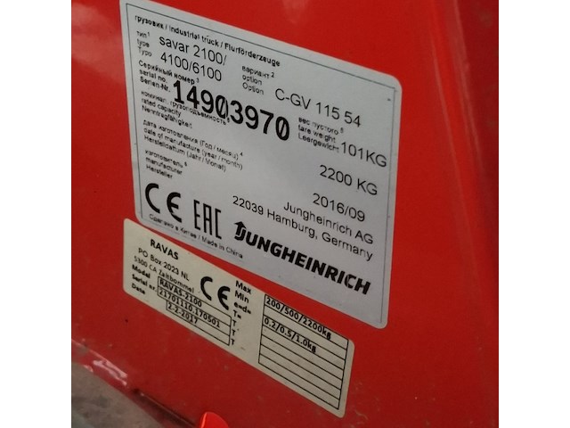 Palletwagen met weegschaal, ravas, savar 2100, 2016 - afbeelding 5 van  8