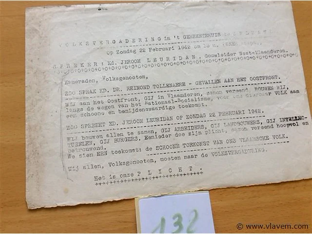 Pamflet volksvergadering - afbeelding 1 van  2