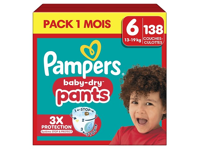 Pampers babydry pants maat 6, 138 luierbroekjes, 14-19kg maandbox - afbeelding 1 van  4