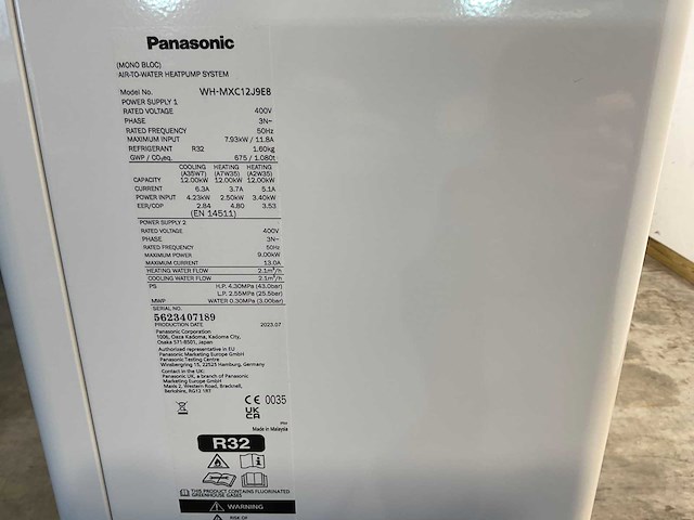 Panasonic - aquarea j wh-mxc12j9e8 - monobloc warmtepomp 12kw - afbeelding 6 van  11