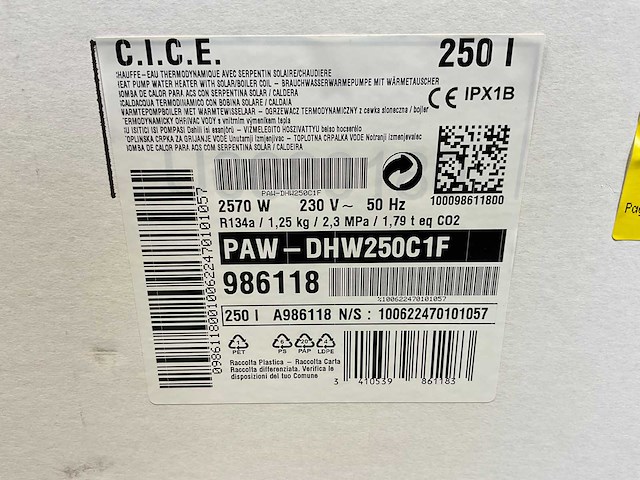 Panasonic - paw-dhw250c1f - warmtepompboiler 250l - afbeelding 9 van  18