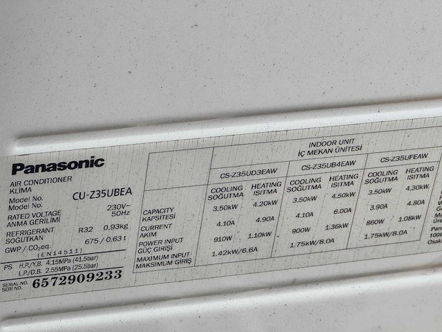 Panasonic airco binnen+ buiten unit - afbeelding 5 van  6
