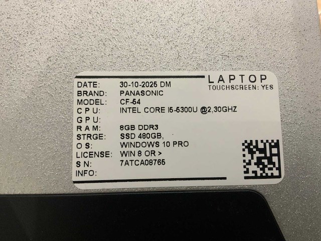 Panasonic cf-54 toughbook laptop (2x) - afbeelding 3 van  12