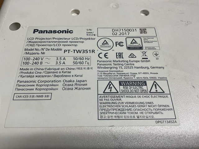 Panasonic pt-tw351r lcd projector - afbeelding 4 van  4