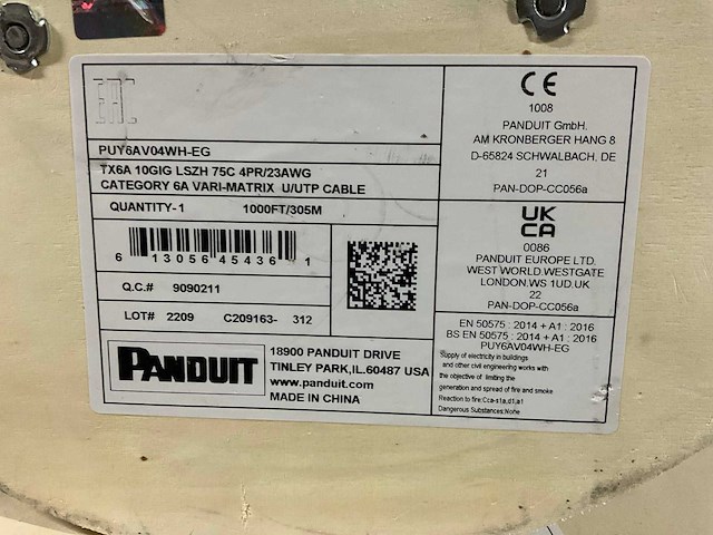 Panduit puy6av04wh-eg rollen utp kabel (18x) - afbeelding 1 van  4