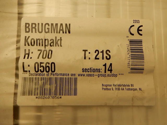 Paneelradiator, brugman, compact, wit, t21 700x560 - afbeelding 4 van  5