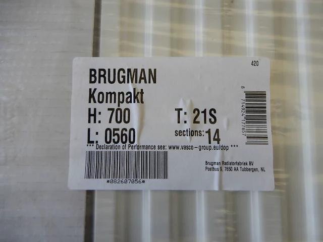 Paneelradiator, brugman, compact, wit, t21 700x560 - afbeelding 3 van  5