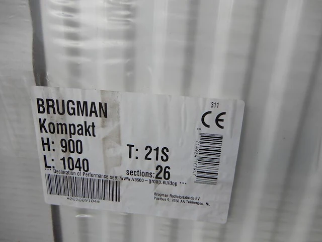 Paneelradiator, brugman, compact, wit, t21 900x1040 - afbeelding 3 van  5