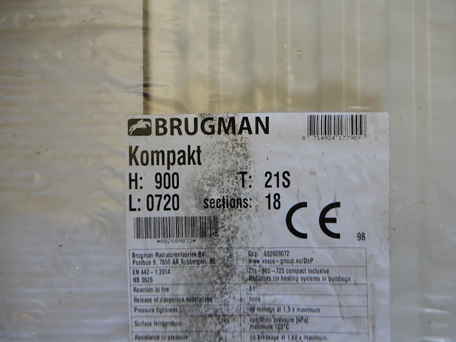 Paneelradiator, brugman, compact, wit, t21 900x720 - afbeelding 3 van  5
