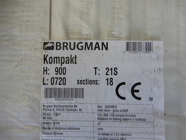 Paneelradiator, brugman, compact, wit, t21 900x720 - afbeelding 3 van  5