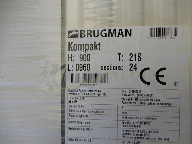 Paneelradiator, brugman, compact, wit, t21 900x960 - afbeelding 3 van  5