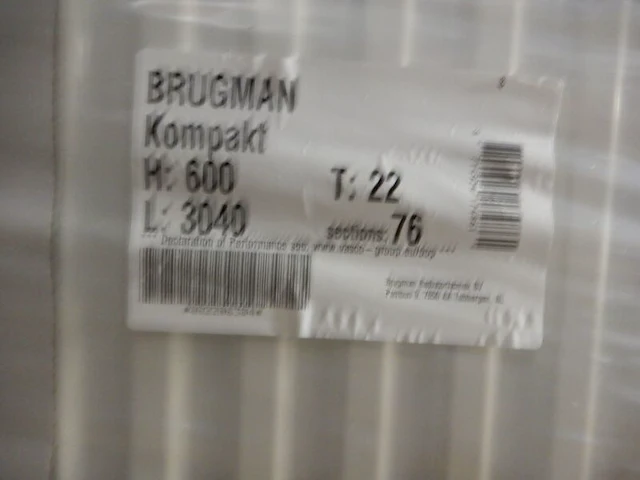 Paneelradiator, brugman, compact, wit, t22 600x3040 - afbeelding 4 van  4