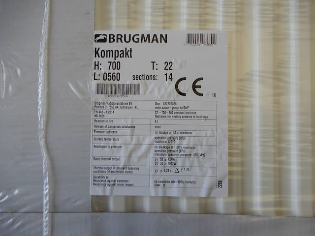 Paneelradiator, brugman, compact, wit, t22 700x560 - afbeelding 3 van  5