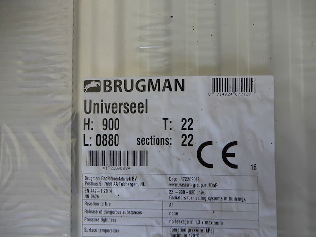 Paneelradiator, brugman, compact, wit, t22 900x880 - afbeelding 3 van  5
