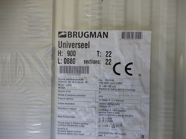 Paneelradiator, brugman, compact, wit, t22 900x880 - afbeelding 3 van  5