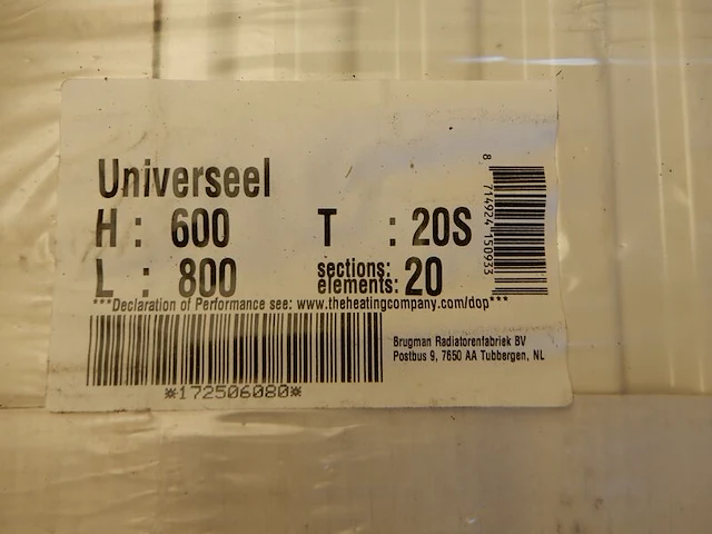 Paneelradiator, brugman, universeel compact, wit, t20 600x800 - afbeelding 3 van  3
