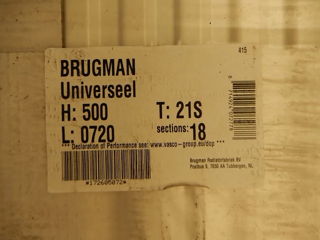 Paneelradiator, brugman, universeel compact, wit, t21 500x720 - afbeelding 3 van  3