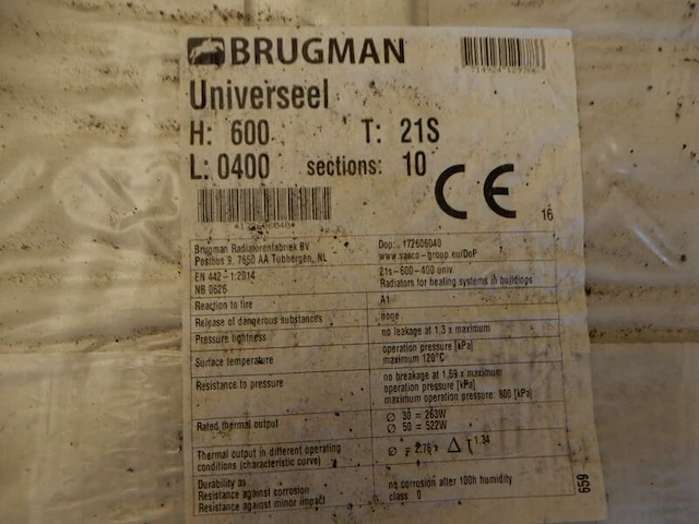 Paneelradiator, brugman, universeel compact, wit, t21 600x400 - afbeelding 3 van  3
