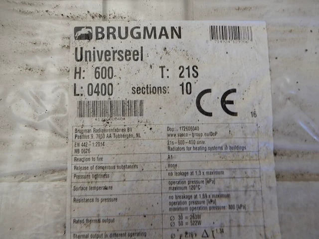 Paneelradiator, brugman, universeel compact, wit, t21 600x400 - afbeelding 3 van  3