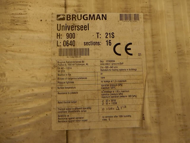 Paneelradiator, brugman, universeel compact, wit, t21 900x640 - afbeelding 4 van  4