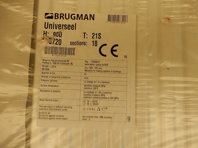 Paneelradiator, brugman, universeel compact, wit, t21 900x720 - afbeelding 4 van  4