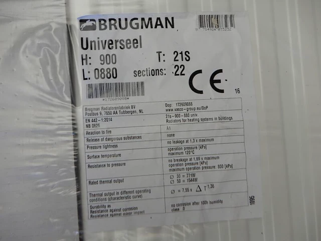 Paneelradiator, brugman, universeel compact, wit, t21 900x880 - afbeelding 4 van  4