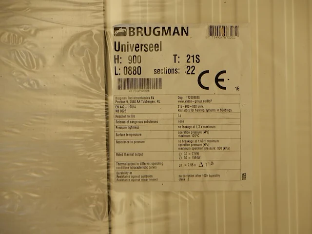 Paneelradiator, brugman, universeel compact, wit, t21 900x880 - afbeelding 4 van  4