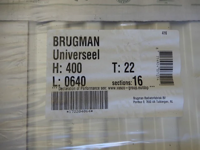 Paneelradiator, brugman, universeel compact, wit, t22 400x640 - afbeelding 3 van  3