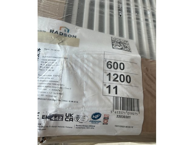 Paneelradiator t11 600x1200 mm, radson, compact - afbeelding 3 van  3