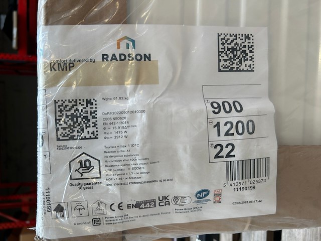 Paneelradiator t22 900x1200 mm, radson, compact - afbeelding 3 van  4