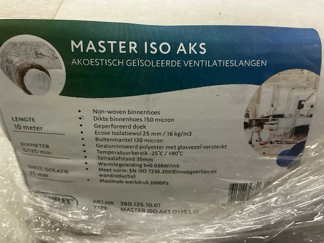 Panflex master iso aks geluiddempende ventilatieslang d125mm l10 (8x) - afbeelding 3 van  3
