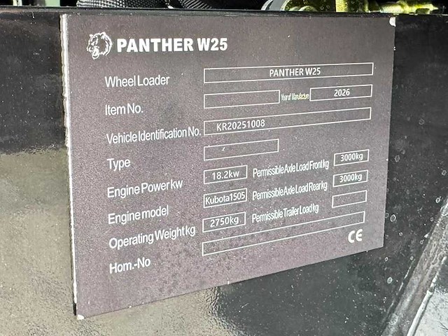 Panther - 2026 - w25 - minishovel met kubota motor - afbeelding 21 van  21