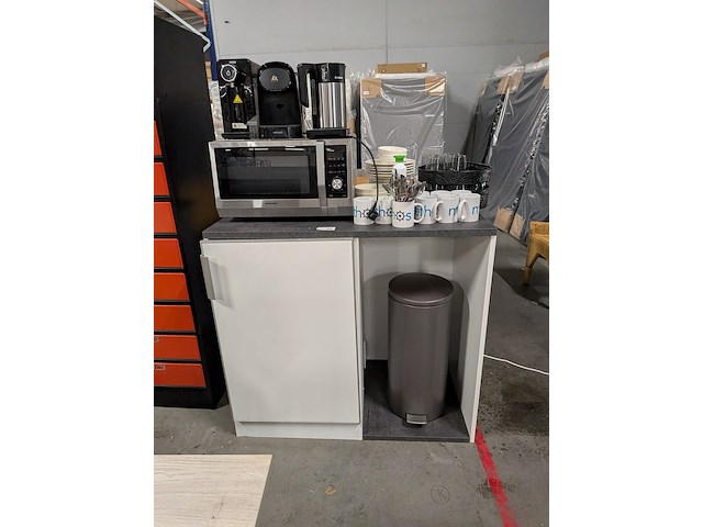 Pantrymeubel met koelkast en toebehoren, wit/grijs - afbeelding 5 van  12