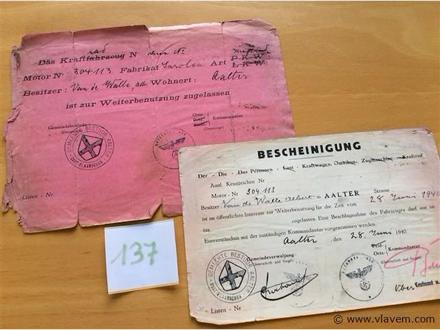 Papierwaren oa bescheinigung - afbeelding 1 van  3