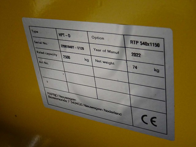 Papro - 2022 - hpt-d - hand hydraulische palletwagen - afbeelding 2 van  2