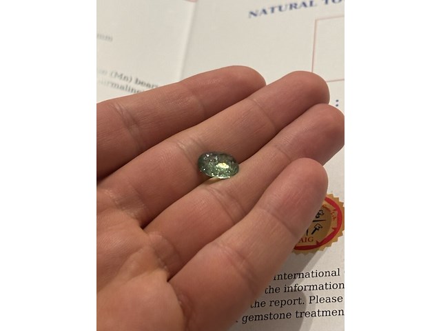 Paraiba-turmalin – 3.66 karat seltener natürlicher paraiba-turmalin (zertifiziert), groen - afbeelding 3 van  8