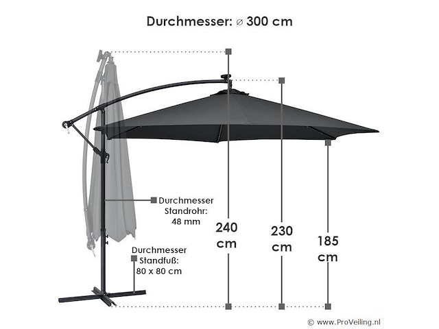 Parasol 300cm led - afbeelding 11 van  14