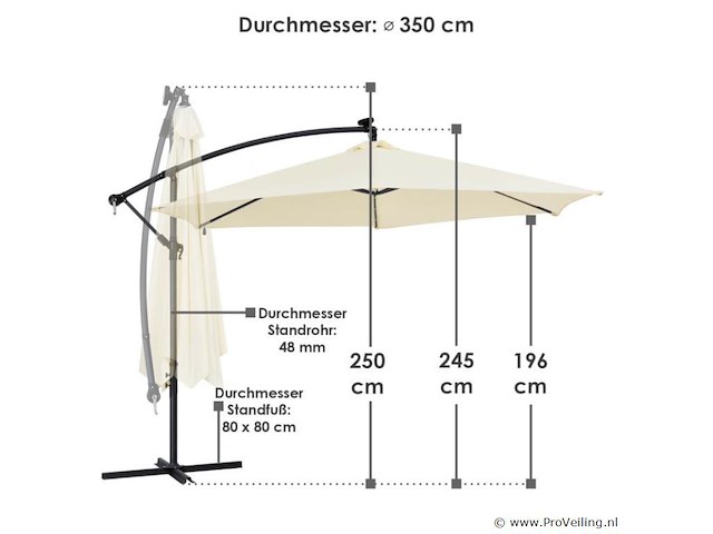 Parasol 350cm led - afbeelding 11 van  14