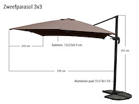 Parasol paralux, 3x3 m, zwart - afbeelding 3 van  3