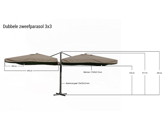 Parasol paralux, astero, wit - afbeelding 2 van  3